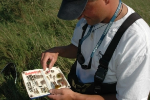BC Guide Erik Skaaning shows the box BC Guide Erik Skaaning shows the box
